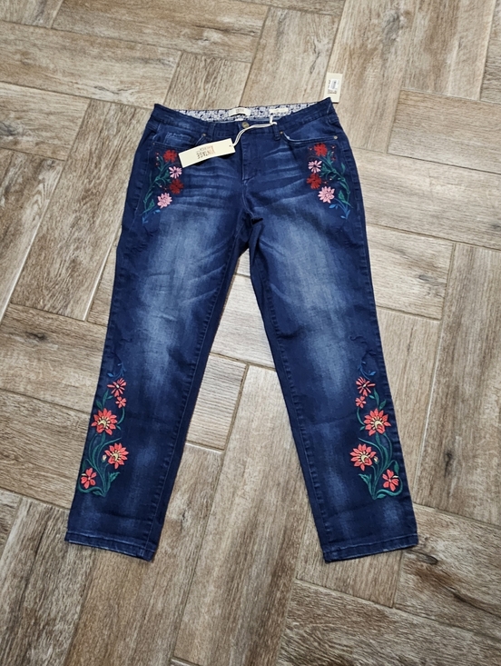 Vintage America Denim - vintage america Embroidered Floral Dark Blue Women’s Jeans
